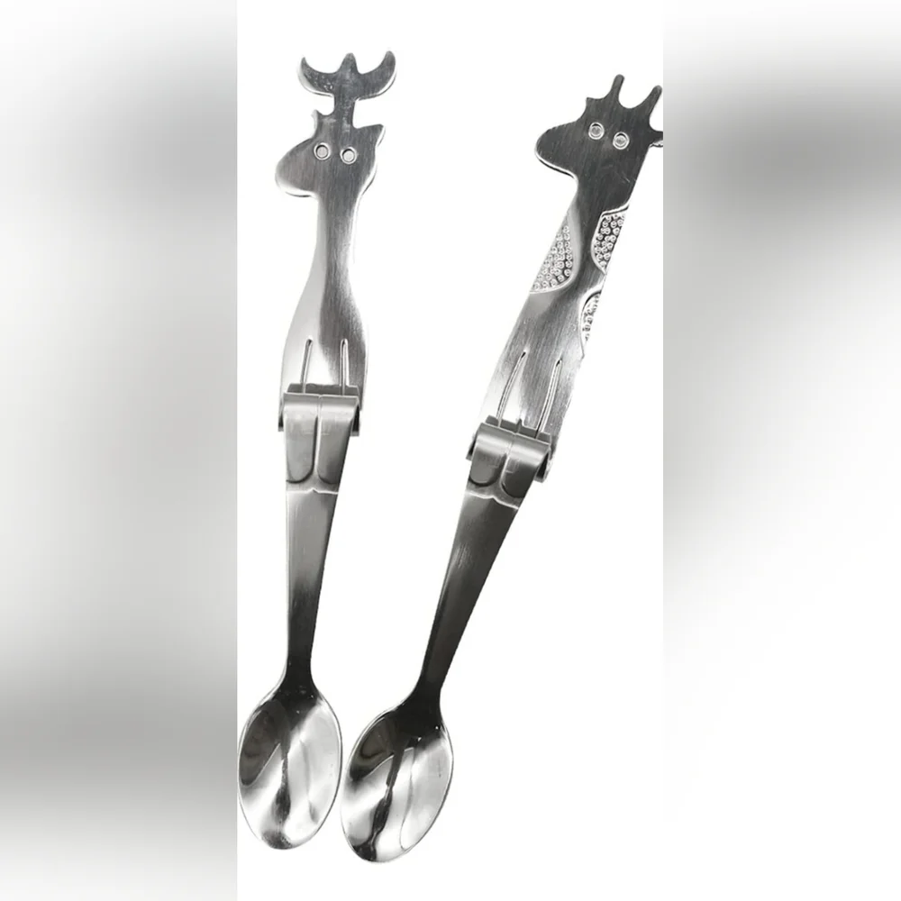 Mom & Son Giraffe Spoons - Silver